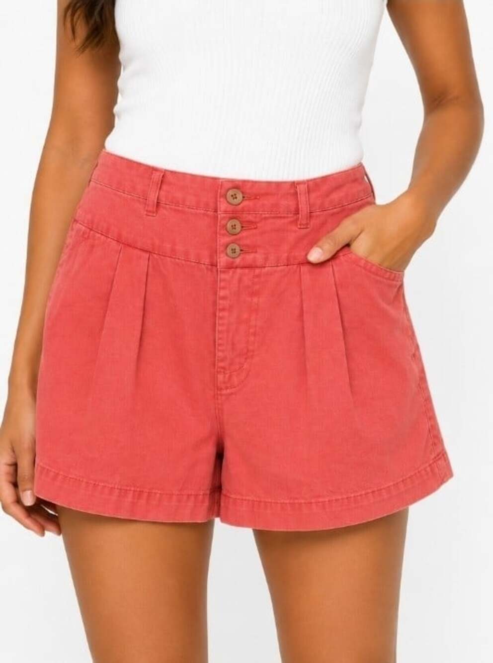 ONE5ONE Women's Shorts Sz 8/29 Coral Pink Pockets NWT New High Rise T90